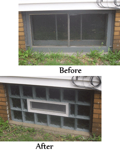 glass block window before and after picture