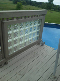 built in deck by pool